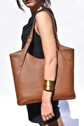Margaret Tote Mud Brown Full Grain Leather - Tidda